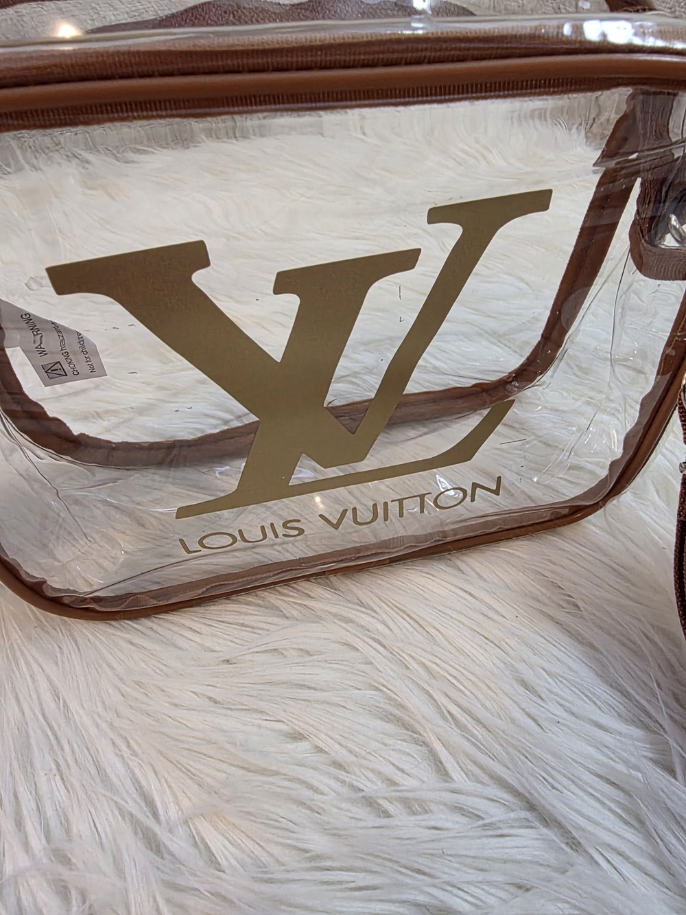 Clear Brown Trim Crossbody Bag Stadium Bag - Picture 7 of 11